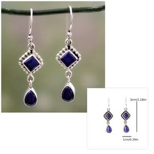 BLUE SYNTHETIC GEMS STONE EARRINGS